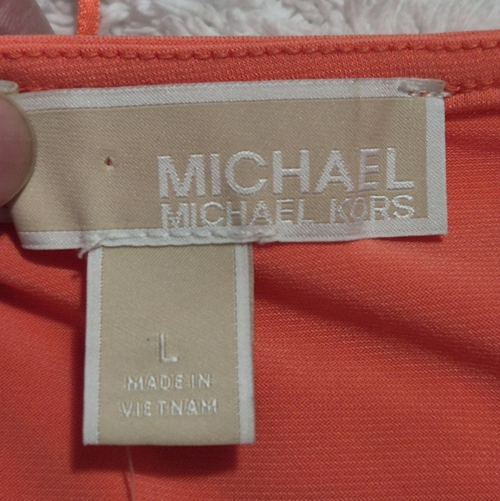 NWT Michael Kors Coral Midi Dress 3/4 Sleeve..SIZE:L - Picture 2 of 13